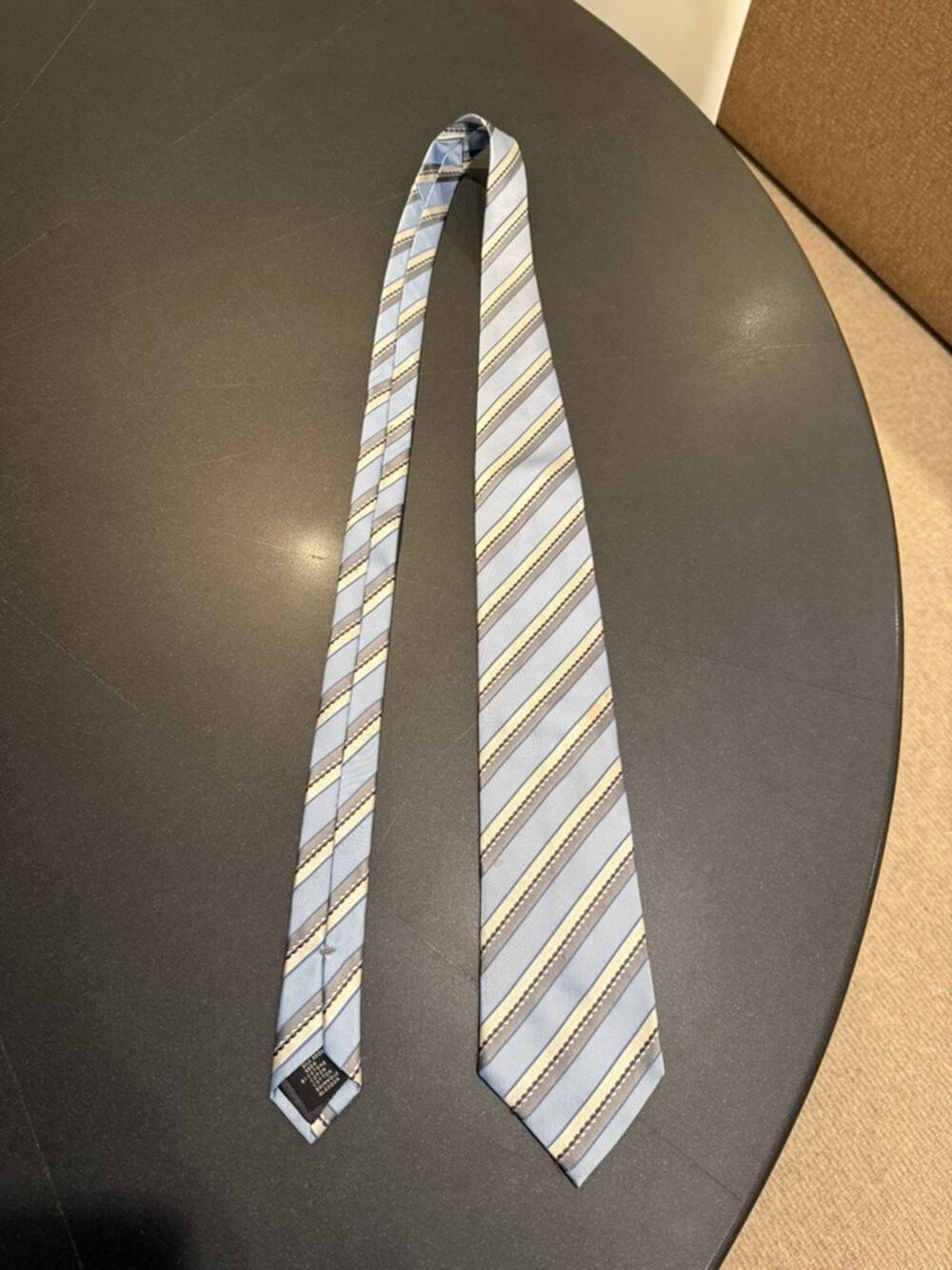 Ermenegildo Zegna Men’s 100% Silk Tie Blue Brown Striped Made in Italy